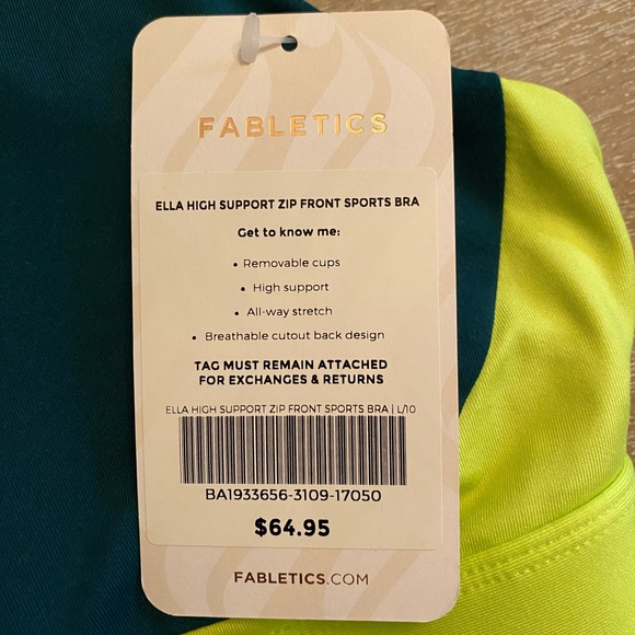 NWT Fabletics Ella High Support Zip Front Sports Bra - Picture 2 of 2